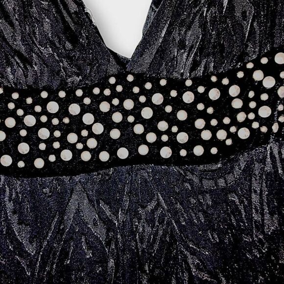 Bebe Black Silk gown Sz Medium Swiftie Burnt Velvet Print Maxi Dress Vtg Glamcor - Picture 7 of 15